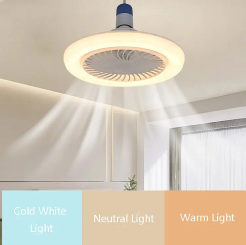 O dispositivo mágico de luz suave soprado pelo vento, soldando o frescor ao teto, combinando iluminação e soprando ar em um só.  Parafuso do tipo E27, sem necessidade de furar furos.  A auto-instalação em 5 minutos é super conveniente.  3 cores suaves de luz para proteção ocular, 3 ventos silenciosos e suaves para dissipar o calor, pás invisíveis sem fazer os pelos enrolarem ou acumularem poeira.  Com uma lâmpada, você pode alcançar o dobro do conforto!