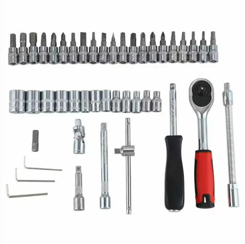 46-piece Set,Ratchet Multi-functional Combination Wrench, featuring 46 tools including various socket sizes and ratchet wrenches, suitable for automotive maintenance, home assembly,disassembly, and outdoor equipment maintenance. The 72-tooth ratchet is also flexible in compact spaces. Made of chrome-vanadium steel, it is durable. The storage box is clearly categorized, making it a must-have tool for professional auto repair and daily maintenance.