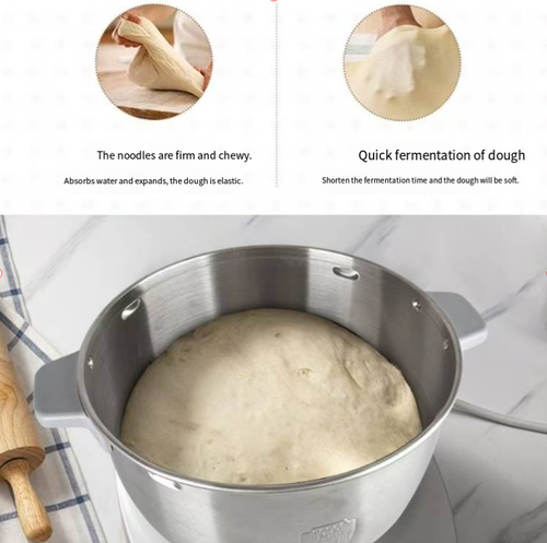 Este misturador de massa totalmente automático integra funções de amassar massa e funcionamento em temperatura constante. Suporta múltiplos modos de ajuste de velocidade e pode amassar facilmente massas duras. O recipiente em aço inoxidável 304 é seguro, durável e fácil de limpar. Com operação prática por um único botão, é um auxiliar ideal para fazer massas caseiras. Adequado para os amantes da culinária e dos doces, melhora eficazmente a eficiência na preparação de alimentos.