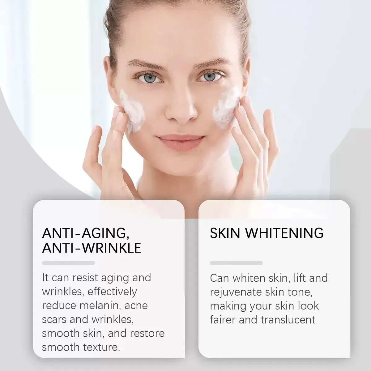 Vitamina C + Extrato de Noz, textura cremosa, hidrata sem ficar oleosa.  Adequado para pessoas com pele sensível e propensa à oleosidade.  Após a aplicação, a opacidade e as manchas escuras desaparecem, deixando uma tez radiante e uma maquiagem suave.  Faça o pedido hoje e você receberá 2 garrafas.  A garrafa de pressão não é desperdiçada.  Ele ilumina suavemente sem causar irritação.  Esse lote de estoque vai aumentar totalmente sua confiança em potencial.