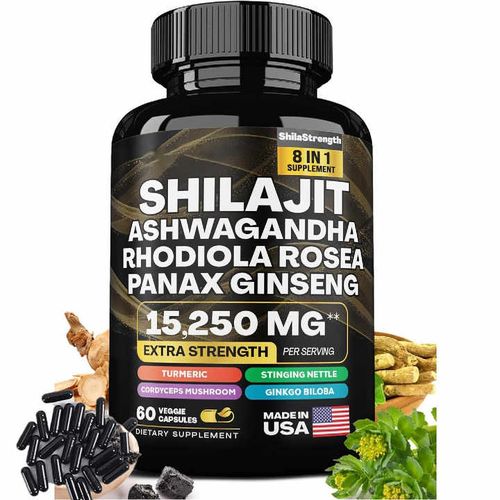 Hot Sale Shilajit Capsules Pure Himalayan Met Ashwagandha Panax Ginseng Energy Booster 60 Counts