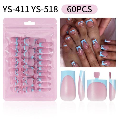 60pcs Press-on Nails French Matte Nail Tips