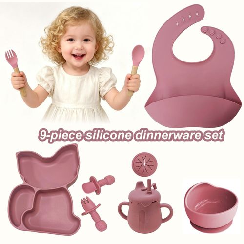 9-piece baby silicone feeding set