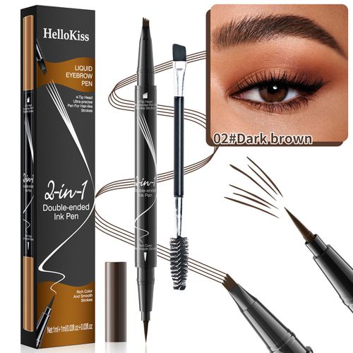 4-claw Double-ended Eyebrow Pencil – Quick-drying, Sweat-resistant, Smudge-proof, with Eyebrow Brush, Fork-tip Liquid Eyebrow Pen