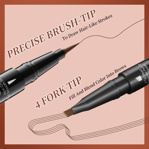 4-claw Double-ended Eyebrow Pencil – Quick-drying, Sweat-resistant, Smudge-proof, with Eyebrow Brush, Fork-tip Liquid Eyebrow Pen