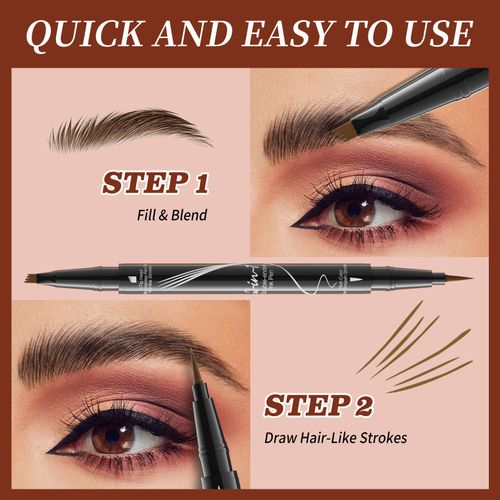 4-claw Double-ended Eyebrow Pencil – Quick-drying, Sweat-resistant, Smudge-proof, with Eyebrow Brush, Fork-tip Liquid Eyebrow Pen