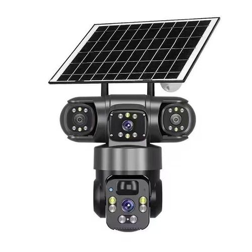 V380 Real Triple-Lens Triple-View 900W Panoramic 4G Home Surveillance Solar Camera
