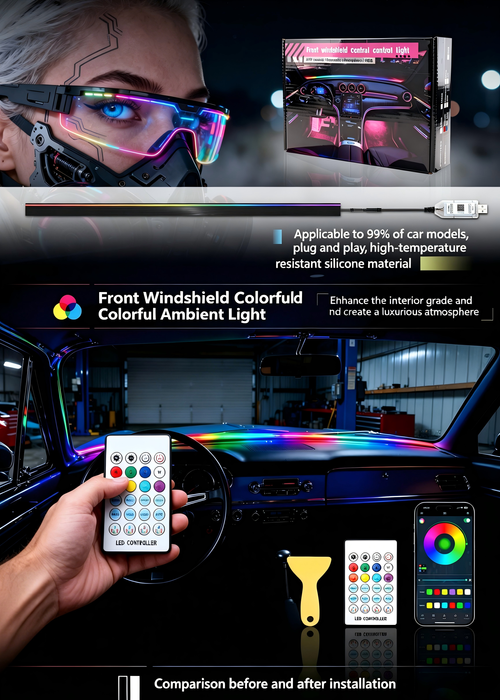 Front Windshield  Car Strip Lights
