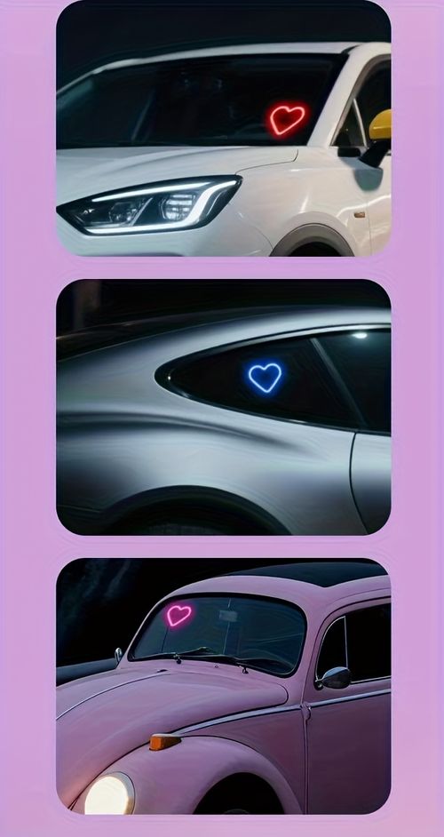 Set of 2 Car Interior Neon Heart Lights