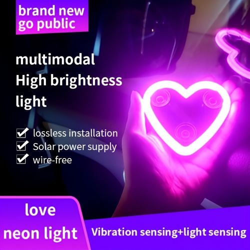 Set of 2 Car Interior Neon Heart Lights