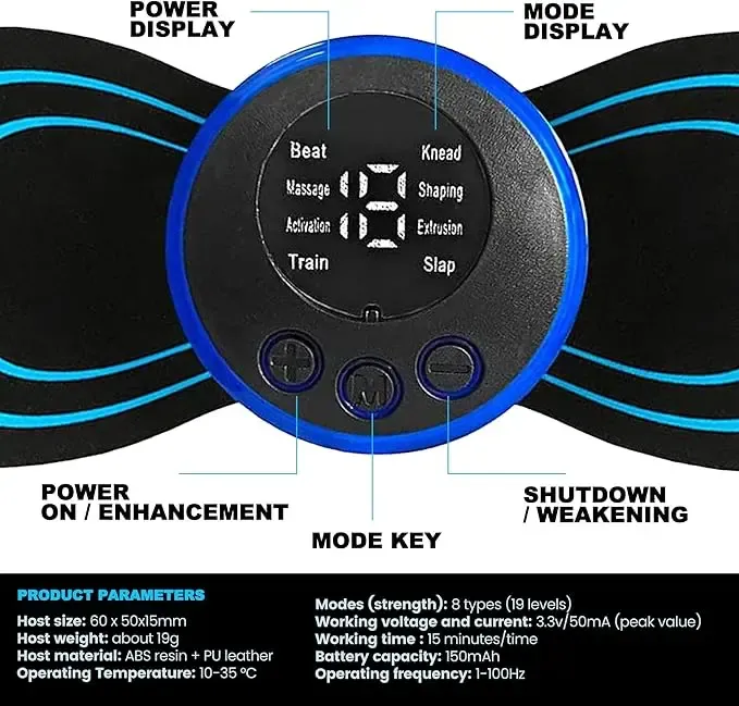 Full Body Sports Massager for Abdomen, Shoulder, Neck, Whole Body, Portable Mini Massage Patch