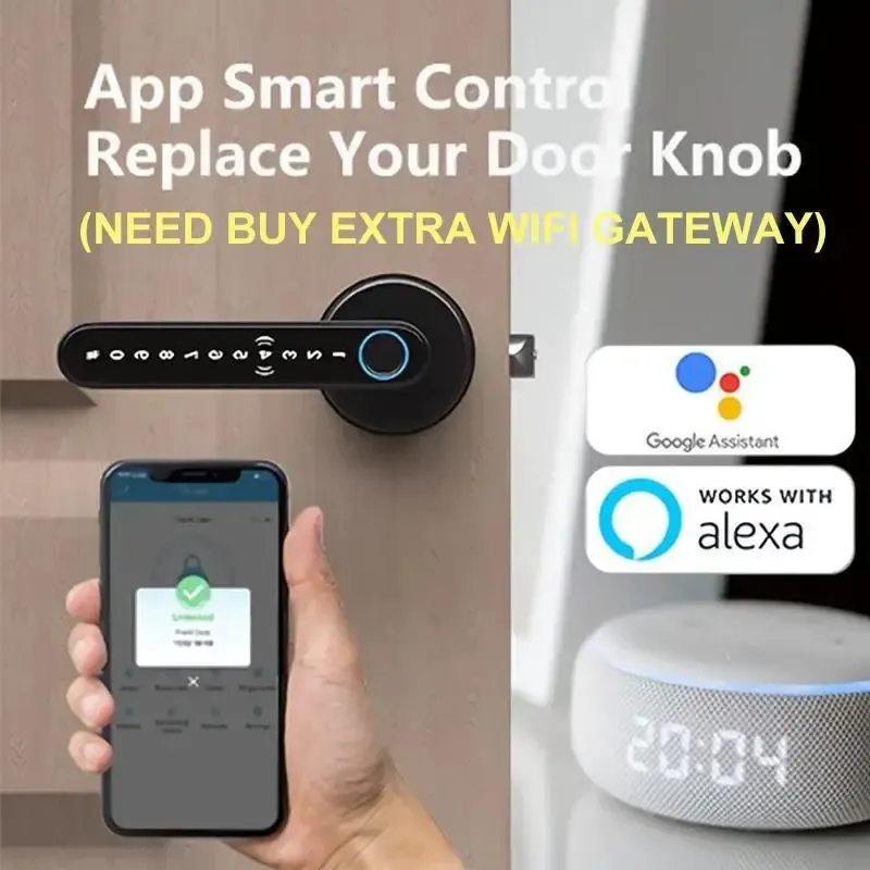 TT LOCK Smart Fingerprint Door Lock, Unlocking methods: 9 methods including temporary password, fingerprint, password, NFC, APP, and key.Keyless Entry Lock with Keyboard Handle,Digital Electric Biometric Smart Door Lock for Bedroom Use