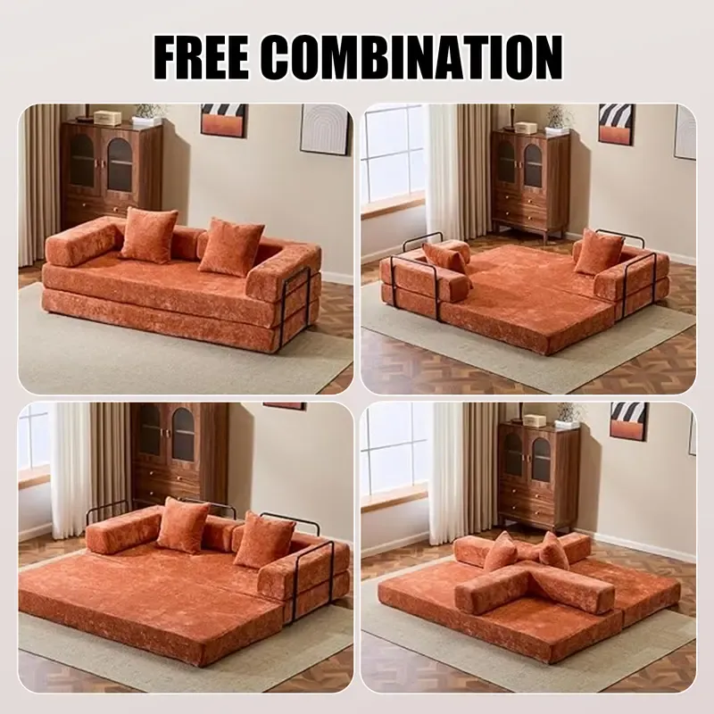 Modern and simple folding sofa bed, corduroy sofa, boneless sofa, simple assembly compression sofa bed, modern living room and office sofa, space-saving foldable leisure sofa bed