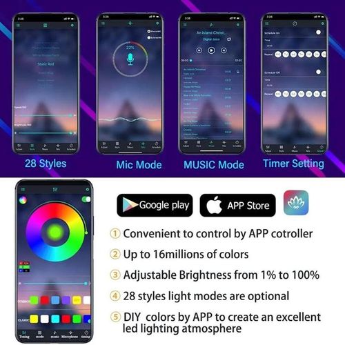 276 Inch 64-Color Synchronized Music RGB Car Neon Lights - 5-in-1 LED Light Strips with APP Control Environment Lighting Kit - Fiber Optic In Car Neon Lights Set dynamic ambient light