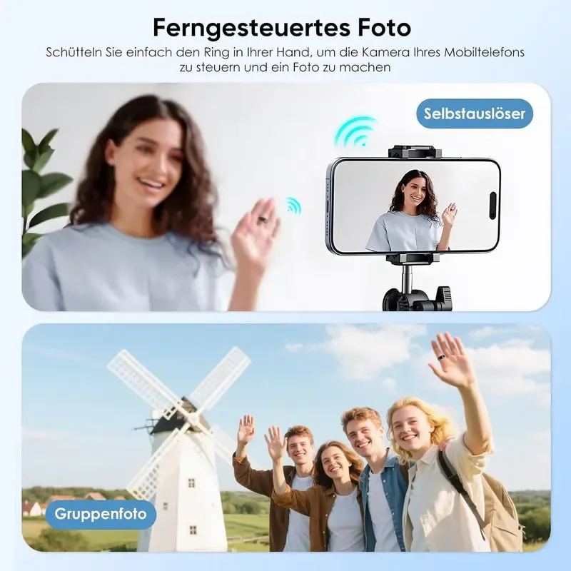 Smart Ring – Wellness Tracker with Heart Rate, Temperature Check, Sleep, Stress & Cycle Reminder Insights |Gesture control function: remotely take photos with air gestures,and switch videos with gesture control Auto Activity Detection | Fitness Ring for Men & Women |  Android & iOS Compatible