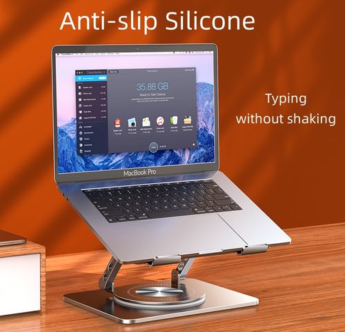 Aluminum Alloy 360 Degree Rotation Portable Foldable Adjustable Laptop Stand for 17.3 Inches