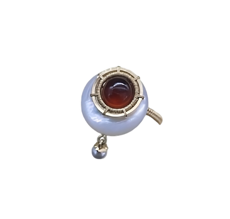 Pearl and Agate Inlaid Ring | Luxury Handwoven 18K Gold Custom Design