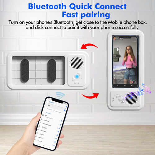 🔥2025 NEW ARRIVAL🔥Shower Phone Holder with Wireless Bluetooth Speaker