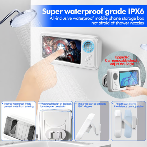 🔥2025 NEW ARRIVAL🔥Shower Phone Holder with Wireless Bluetooth Speaker