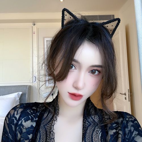 Cute lace cat ear headband, trimmed cat ear hair accessory, headband for cat girls, Christmas party hair clip