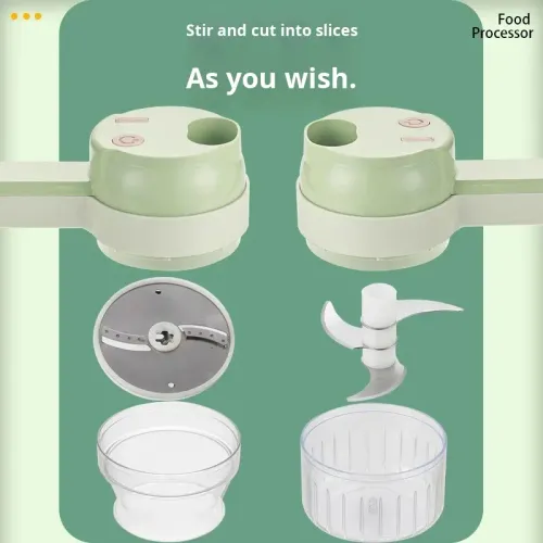 4 In 1 Vegetable Cutter Multifunctional Handheld Electric Wireless Chop Garlic Mash Minced Slice Onion Cutting Cooking Gadget