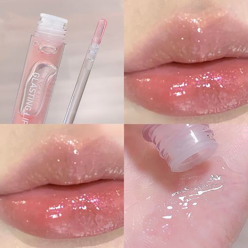 🔥🔥🔥Private Label Moisturizing Lip Gloss Shimmer Transparent Liquid Lip Tint with Mirror Glossy Glass Color🔥