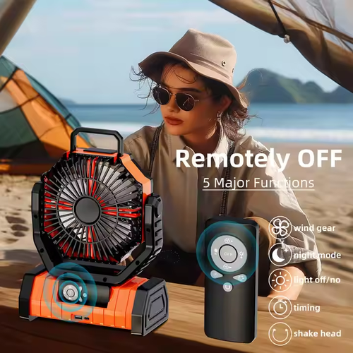 20000mAh Portable Rechargeable Fans Outdoor Camping Fan USB Table Fans With LED Light Power Bank