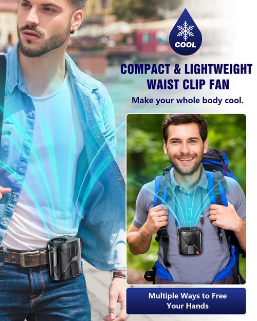 6000 mAh portable multifunctional neck and waist portable charging fan