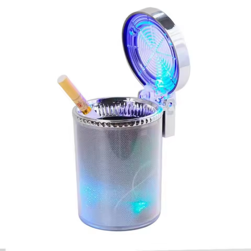 Smart LED Airtight Ashtray - Dual Mount for Cup Holder & Air Vent, Spill-Proof with Night Light