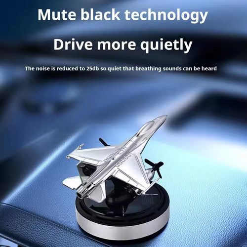 Solar-Powered Fighter Jet Air Freshener with 54 Diffusing Holes for Essential Oils - Car Dashboard Decor