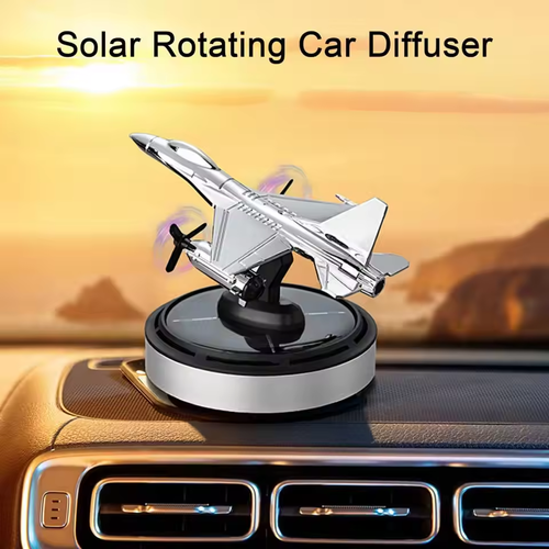 Solar-Powered Fighter Jet Air Freshener with 54 Diffusing Holes for Essential Oils - Car Dashboard Decor