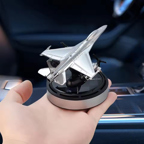 Solar-Powered Fighter Jet Air Freshener with 54 Diffusing Holes for Essential Oils - Car Dashboard Decor