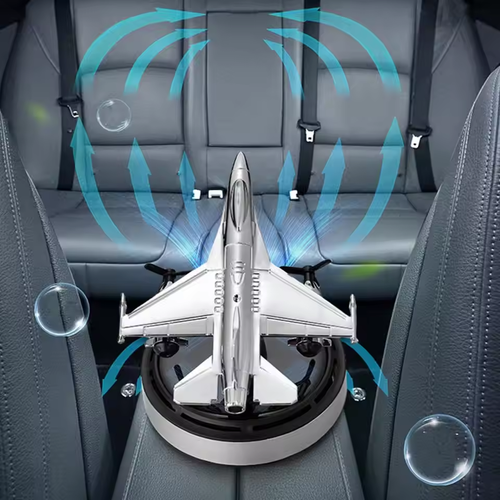 Solar-Powered Fighter Jet Air Freshener with 54 Diffusing Holes for Essential Oils - Car Dashboard Decor