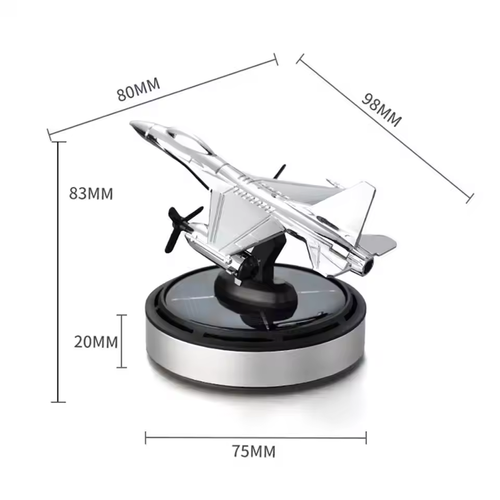 Solar-Powered Fighter Jet Air Freshener with 54 Diffusing Holes for Essential Oils - Car Dashboard Decor
