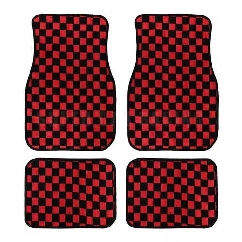 4PCS Universal Checkered Floor Mats - Anti-slip Waterproof Easy-clean Car Mats for All Vehicles
