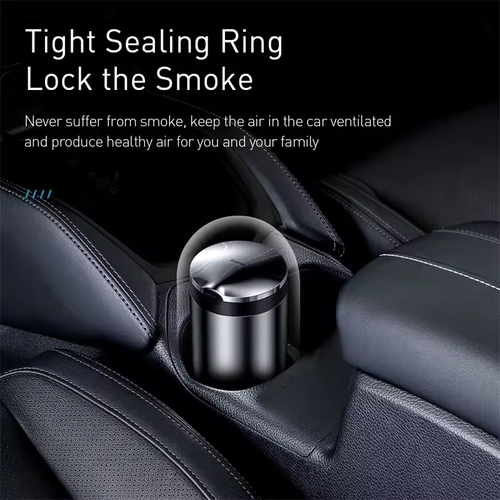 LED Aluminum Flame-retardant Smokeless Ashtray with Silent Push-open Lid for Car Home Camping