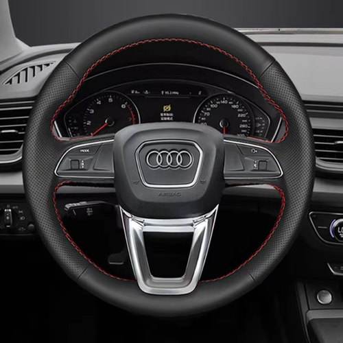 Custom Microfiber Leather Steering Wheel Cover Hand-stitched for Audi A4 Allroad 2017-2018 Q3 2019 Q5 2018-2019