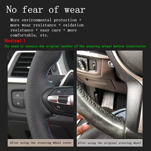 Custom Microfiber Leather Steering Wheel Cover Hand-stitched for Audi A4 Allroad 2017-2018 Q3 2019 Q5 2018-2019