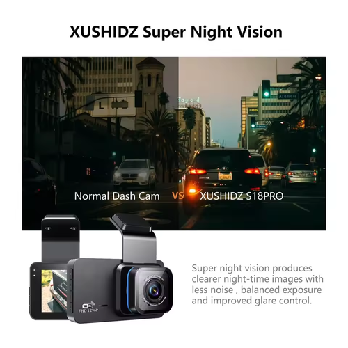 3-Channel 2K WIFI Dash Cam with 24H Parking Motion Detection Night Vision 4-Way Recording