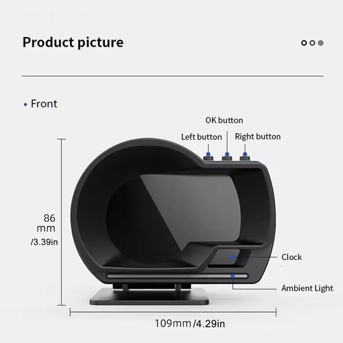 OBD2+GPS Digital Head-Up Display with Speed Warning Turbo RPM Alarm Night Vision