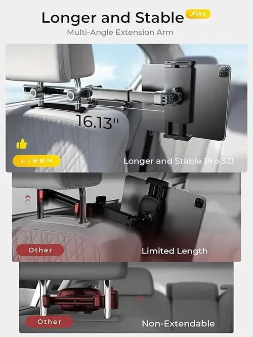2025 Best-Selling Car Headrest Tablet Holder Universal Rear Seat Mount for Movies Office Navigation