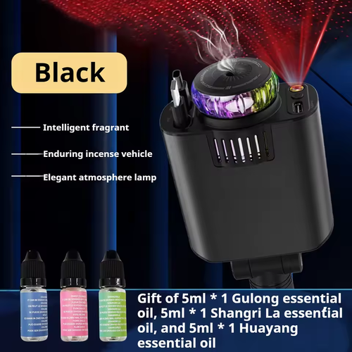 5-in-1 Car Accessory with 45W Fast Charger Aroma Diffuser Starry Sky LED Lights