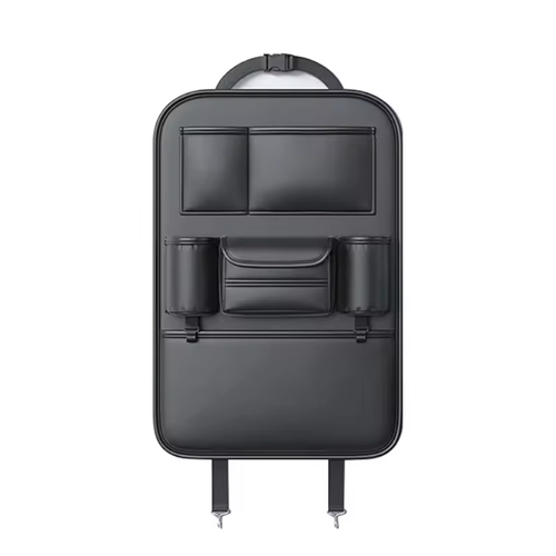 Car Seat Back Organizer with 6 Pockets Cup Holder and Anti-Kick Pad for Snacks Drinks Tissues Keep Rear Seat Clean