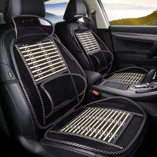 Summer Ice Silk 4-Piece Set | 2 Seat Pads + 2 Lumbar Pillow | Breathable Back Support | Office-Car Universal