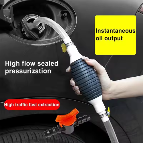 2M PVC Manual Fuel Pump | Gasoline-Diesel Dual-Use | Car Rescue-Farm Machinery | Explosion-Proof & Leakproof