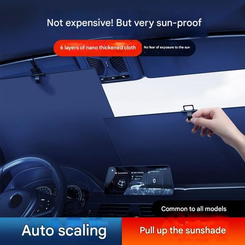 🔥 6-Layer Nano Sunscreen Car Retractable Sunshade | Universal Fit + Auto-Adjustable Shade