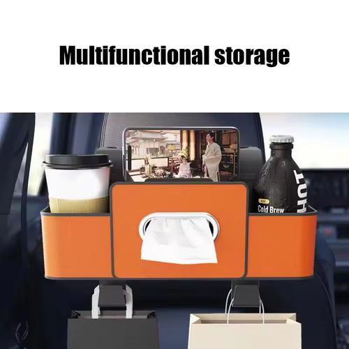 Hermès-Toned Leather Car Backseat Hanging Organizer Premium Storage Box for Tissues & Essentials​（2pcs）