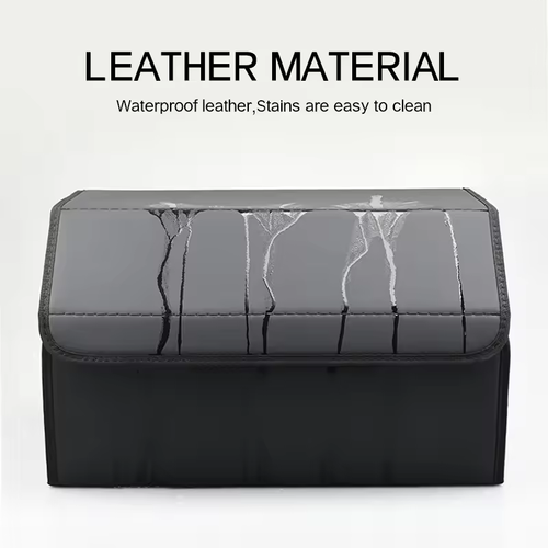 Universal Folding Car Storage Box Premium Leather Multi-Purpose Trunk Organizer
