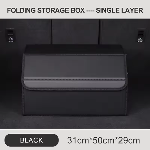 Universal Folding Car Storage Box Premium Leather Multi-Purpose Trunk Organizer