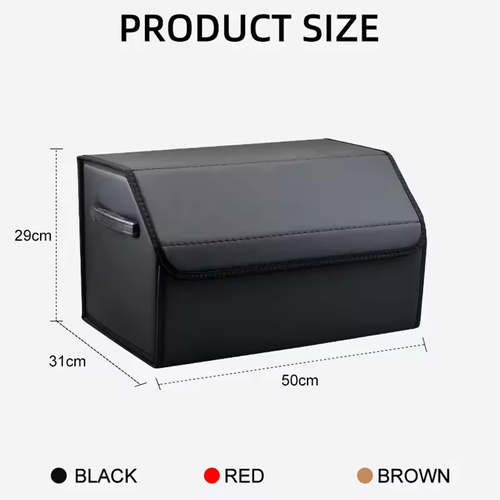Universal Folding Car Storage Box Premium Leather Multi-Purpose Trunk Organizer